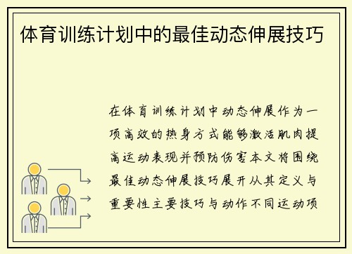 体育训练计划中的最佳动态伸展技巧